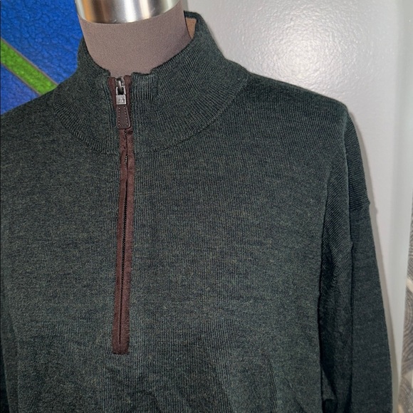 Orvis 100% Merino Wool Quarter Zip Sweater SZ Large - Picture 2 of 8